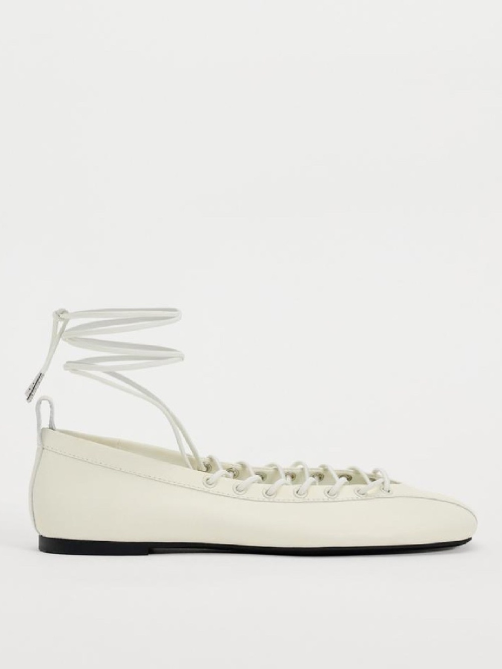 Lace Up Leather Ballet Flats